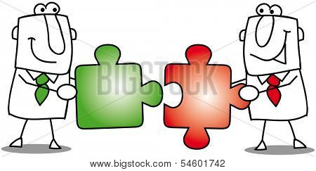 Teamwork-puzzles. people work together