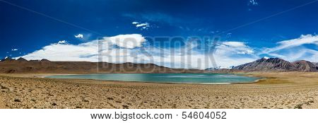 Panorama of Himalayan lake Kyagar Tso, Ladakh, India