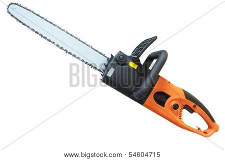 The image of a gasoline saw isolated under the white background