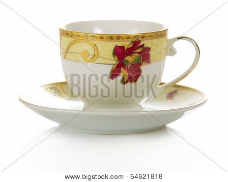 Cup with a saucer isolated on white