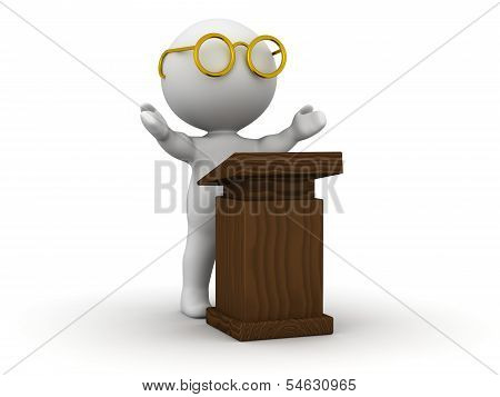 3D 男人与讲台演讲