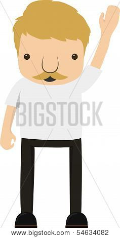 cartoon mustache man, vector