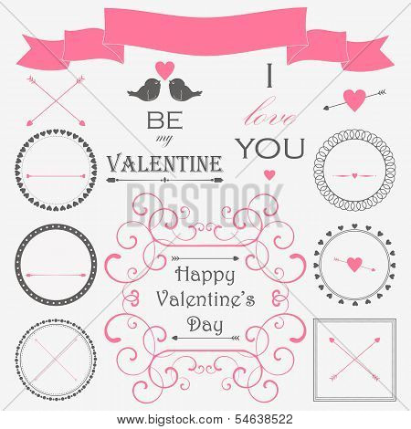 Decorative set of artistic valentin's day elements