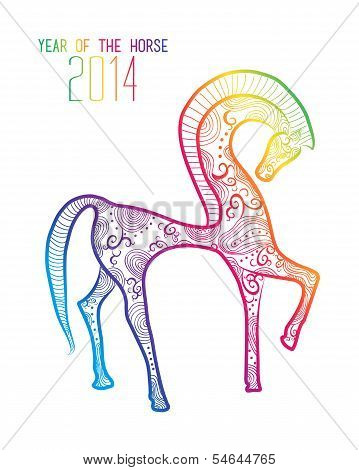 Multicolor Chinese New Year Of Horse 2014 Isolated