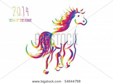 Multicolor Chinese New Year Of Horse 2014 Isolated
