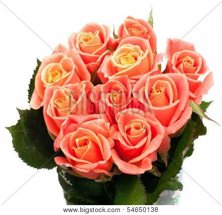 beautiful bouquet of orange roses