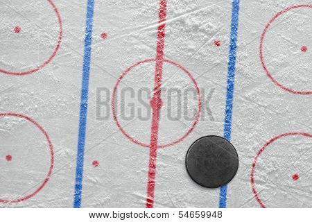 Puck On A Hockey Rink