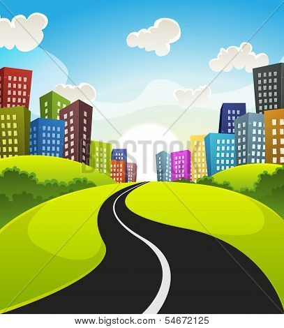 Downtown Cartoon Landscape
