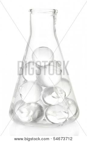 Flask with hydrogel isolated on white