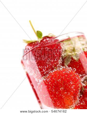 Fresh Strawberry in Mineral water with boobles