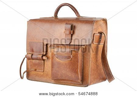Old Brown Shoulder Bag, Isolated