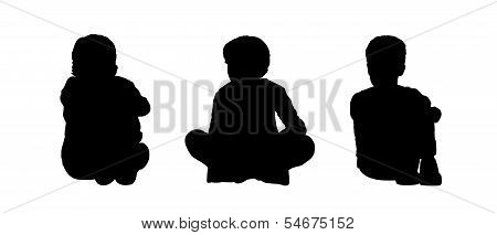Little Boys Seated Silhouettes Set 1