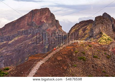 Pico Ruivo and Pico do Areeiro mountain peaks in  Madeira, Portugal