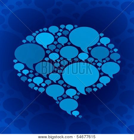 Chat bubble symbol on blue background