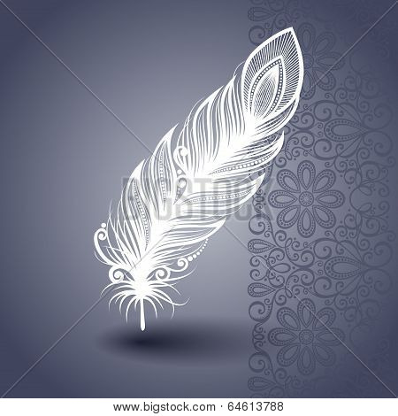 Template with Peerless Feather on Ornate Background