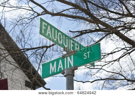 Street sign in The Plains, Virginia