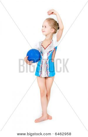 スポーツ ボール白を持つ若い女の子