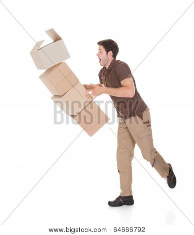 Delivery Man Dropping Boxes