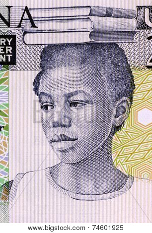 GHANA - CIRCA 1979: School Girl on 2 Cedis 1979 Banknote from Ghana