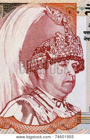 NEPAL - CIRCA 2005: Gyanendra Bir Bikram Shah Devl (born 1947) on 5 Rupees 2005 Banknote from Nepal. 