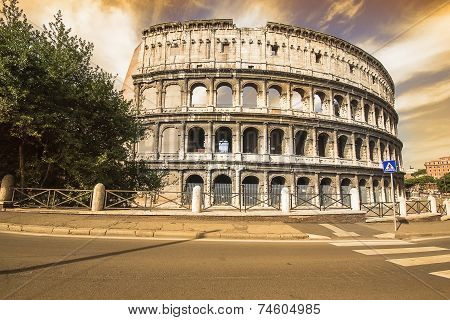 Roman coliseum historic monument