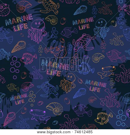 Seamless pattern Marine life