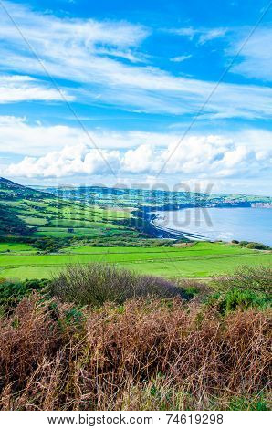 Scenic View Over Of Robin Hoods Bay In Ravenscar, North Yorkshire, England