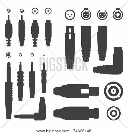 Various Audio Connectors Silhouettes