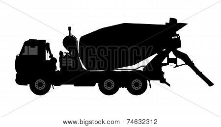 Silhouette of a concrete mixer.