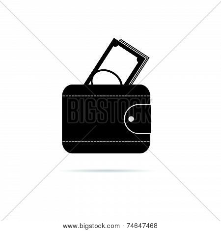 Wallet Black And White Vector Silhouette