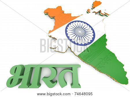 Map Illustration Of India With Flag