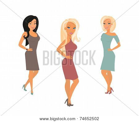 Three young women are posing