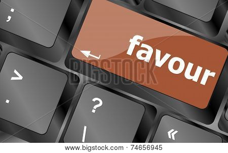 Favour Word On Computer Pc Keyboard Key