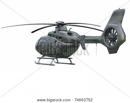 Military helicopter on white background