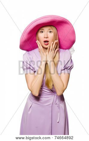 Emotional woman isolated on the white