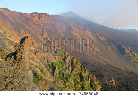 steep slope of Bove Valley and Etna summit crater south-east, Sicily