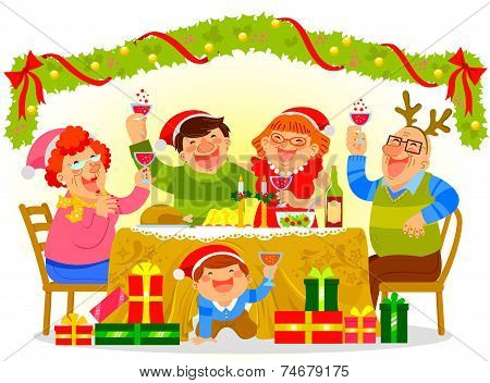 family celebrating Christmas