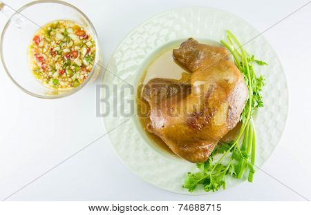 Boiled Chicken With Fish Sauce And Spring Onion