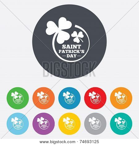 Clovers in circle with three leaves sign.