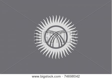Illustrated Grayscale Flag Of The Country Of Kyrghyzstan