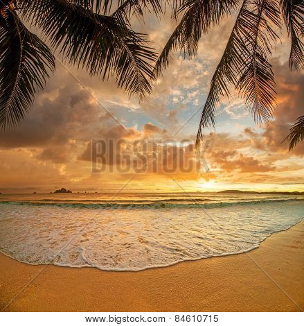 Sunset on the beach of Ao Nang in Krabi Thailand