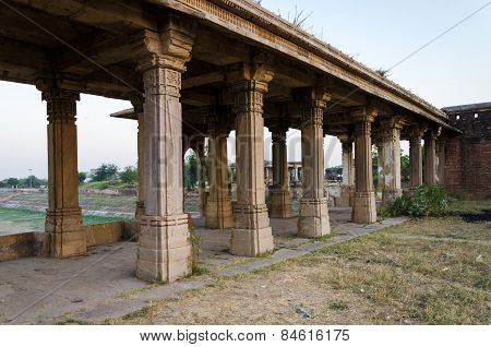 Colonnade Of Sarkhej Roza Mosque In Ahmedabad