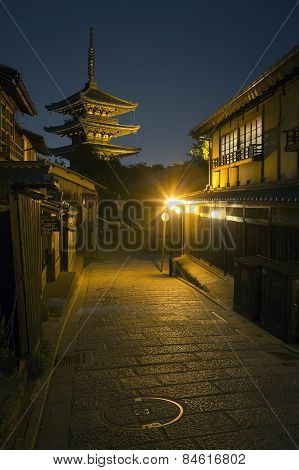 A traditional back street in Kyoto, Japan.