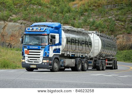 Scania R500 Tank Truck On Highway Intersection