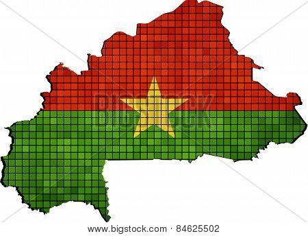 Burkina Faso map with flag inside