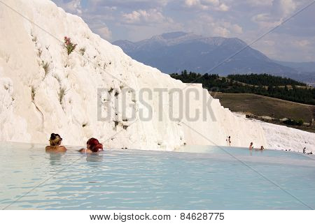 Tourists In Pamukkale, Turkey