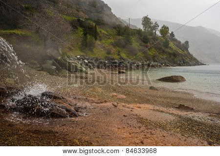 Thermal Springs On The Beach In Kato Illia, Evia, Greece