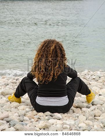 Young Woman, Finds Herself Alone, Taking Advantage Of The Holidays.