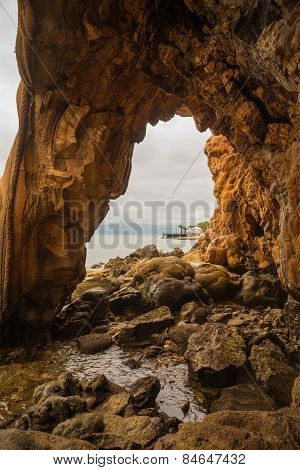 Rock Formations On The Beach  In Loutra Edipsou, Evia, Greece