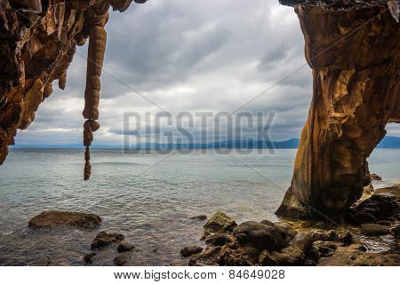 Rock Formations On The Beach  In Loutra Edipsou, Evia, Greece